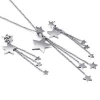 Fashion Stainless Steel Jewelry Sets earring & necklace Star plated 2 pieces & for woman 65*14mm Length 19.6 Inch Sold By Set