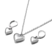 Fashion Stainless Steel Jewelry Sets earring & necklace Heart plated 2 pieces & for woman 11mm Length 19.6 Inch Sold By Set