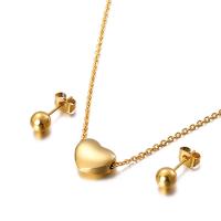 Fashion Stainless Steel Jewelry Sets Stud Earring & necklace plated 2 pieces & for woman 6mm Length 17.6 Inch Sold By Set