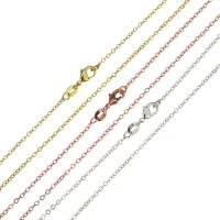 Mässing Chain Necklace, plated, Unisex & oval kedja, fler färger för val, nickel, bly och kadmium gratis, 2x1.50x0.50mm, Längd Ca 18 inch, 10Strands/Lot, Säljs av Lot