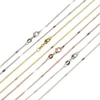 Messing Chain halskæde, Høj kvalitet belagt og aldrig falme & Unisex & twist oval kæde, flere farver til valg, nikkel, bly & cadmium fri, 2mm,1.2mm, Længde Ca. 18 inch, 10Strands/Lot, Solgt af Lot