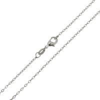 Messing Chain halskæde, Høj kvalitet belagt og aldrig falme & Unisex & oval kæde, sølv, nikkel, bly & cadmium fri, 2x1.50x0.50mm, Længde Ca. 18 inch, 10Strands/Lot, Solgt af Lot