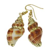 Brass Drop Earring with Shell Shell gold color plated fashion jewelry & for woman nickel lead & cadmium free 48-50mm 14- Sold By Lot