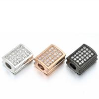 Cubic Zirconia Micro Pave Brass Beads, Rectangle, plated, micro pave cubic zirconia, more colors for choice, nickel, lead & cadmium free, 8x11mm, Hole:Approx 2.3mm, 5PCs/Bag, Sold By Bag