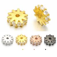 Messing spacer perler, forgyldt, Micro Pave cubic zirconia, flere farver til valg, nikkel, bly & cadmium fri, 2x6mm, Hole:Ca. 0.5mm, 5pc'er/Bag, Solgt af Bag
