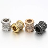 Brass Straight Tube, plated, micro pave cubic zirconia, more colors for choice, nickel, lead & cadmium free, 8.5x9mm, Hole:Approx 4.5mm, 5PCs/Bag, Sold By Bag