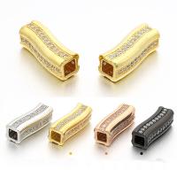 Cubic Zirconia Micro Pave Brass Beads, plated, micro pave cubic zirconia, more colors for choice, nickel, lead & cadmium free, 9x19mm, Hole:Approx 3.7mm, 5PCs/Bag, Sold By Bag