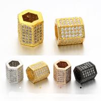 Cubic Zirconia Micro Pave Brass European Beads, plated, micro pave cubic zirconia, more colors for choice, nickel, lead & cadmium free, 8x9mm, Hole:Approx 5mm, 5PCs/Bag, Sold By Bag