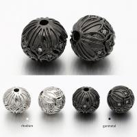 Befestigte Zirkonia Perlen, Messing, rund, plattiert, Micro pave Zirkonia, keine, frei von Nickel, Blei & Kadmium, 9.5x10mm, Bohrung:ca. 1.4mm, 5PCs/Tasche, verkauft von Tasche