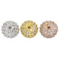 Brass Bead Cap, plated, micro pave cubic zirconia, more colors for choice, nickel, lead & cadmium free, 8x8mm, Hole:Approx 0.5mm, 5PCs/Bag, Sold By Bag