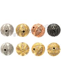 Cubic Zirconia Micro Pave Brass Beads, Round, plated, micro pave cubic zirconia, more colors for choice, nickel, lead & cadmium free, 10x10mm, Hole:Approx 1.5mm, 5PCs/Bag, Sold By Bag