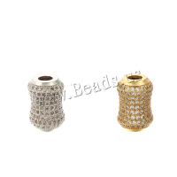 Brass European Large Hole Beads, plated, micro pave cubic zirconia, more colors for choice, nickel, lead & cadmium free, 11x16mm, Hole:Approx 4mm, 5PCs/Bag, Sold By Bag