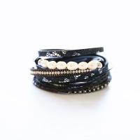 Bracelets cordon PU, cuir PU, avec perle d'eau douce cultivée & alliage de zinc, Placage, bijoux de mode & pour femme & avec strass, plus de couleurs à choisir, 20mm, Vendu par Environ 15.55 pouce brin