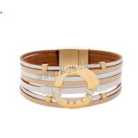 PU Leather Cord Bracelets with Zinc Alloy plated fashion jewelry & for woman 25mm Sold Per Approx 7.67 Inch Strand