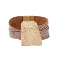 PU Leather Cord Bracelets with Zinc Alloy plated fashion jewelry & for woman 35mm Sold Per Approx 8.26 Inch Strand