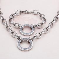 Stainless Steel smycken Ställer, armband & halsband, ROSTFRITT STÅL, plated, 2 stycken & olika stilar för val & för kvinna & med cubic zirconia, 200*11mm,450*11mm, Säljs av Ställ