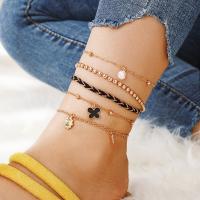 Tibetan Style Anklet, plated, 5 pieces & fashion jewelry & for woman, golden, nickel, lead & cadmium free, 15*14mm, Sold By Set