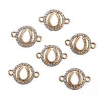 Zinc Alloy Connector plated DIY & with rhinestone & 1/1 loop golden nickel lead & cadmium free 23*16mm Sold By Bag