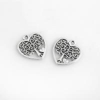 Tibetan Style Heart Pendants, plated, DIY, silver color, nickel, lead & cadmium free, 17*18mm, 10PCs/Bag, Sold By Bag