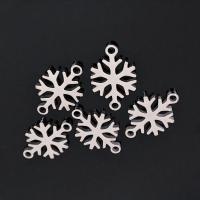 Stainless Steel Connector, Snowflake, polished, 1/1 loop, original color, 16x20mm, Hole:Approx 1.6mm, 10PCs/Bag, Sold By Bag