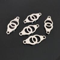 Stainless Steel Connector, Handcuffs, polished, 1/1 loop, original color, 9x20mm, Hole:Approx 1.6mm, 10PCs/Bag, Sold By Bag