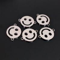 Stainless Steel Connector, Smiling Face, polished, 1/1 loop, original color, 16x1.6mm, Hole:Approx 2mm, 10PCs/Bag, Sold By Bag