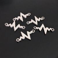 Stainless Steel Connector, Electrocardiographic, polished, 1/1 loop, original color, 10x22mm, Hole:Approx 1.6mm, 10PCs/Bag, Sold By Bag