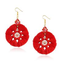 Tibetan Style Tassel Earring, with Cotton Thread & Resin, gold color plated, vintage & for woman, more colors for choice, nickel, lead & cadmium free, 55x85mm, Sold By Pair