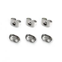 Rostfritt stål Ear Mutter Component, ROSTFRITT STÅL, platina pläterad, mode smycken & DIY, 4.5x6.5mm, 50PC/Bag, Säljs av Bag