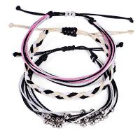 Waxed Cotton Cord Bracelet Set bracelet Adjustable & three pieces & for woman nickel lead & cadmium free 160mm 170mm Sold By Set