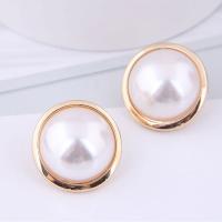 Zinc Alloy Stud Earring with Plastic Pearl stainless steel post pin gold color plated for woman nickel lead & cadmium free 22mm Sold By Pair