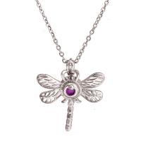 Stainless Steel Aromaterapi halskæde, Dragonfly, forgyldt, mode smykker & for kvinde, sølv, 32*30mm, Solgt Per 19.6 inch Strand