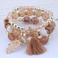 Acrylic Bracelets with Cotton Thread & Zinc Alloy plated multilayer & for woman 170mm Sold By Strand