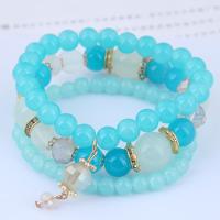 Acrylic Bracelets with Zinc Alloy plated multilayer & for woman & with rhinestone 170mm Sold By Strand