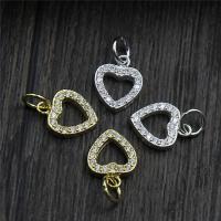 925 Sterling Silver Pendant, Heart, plated, with rhinestone, more colors for choice, 8.60x10.80mm, Sold By PC