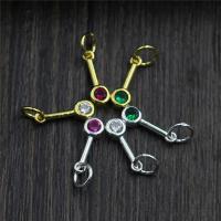 925 Sterling Silver Pendant, plated, DIY & with rhinestone, more colors for choice, 3.80x12.20mm, Sold By PC