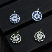 925 Sterling Silver Pendant, Flat Round, plated, with rhinestone, more colors for choice, 7x9.50mm, Sold By PC