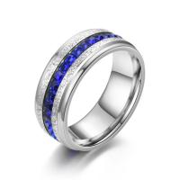 Rhinestone нержавеющей стали палец кольцо, нержавеющая сталь, Другое покрытие, Мужская & разный размер для выбора & со стразами, Много цветов для выбора, 8mm, продается PC