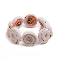 Shell Jewelry Bracelet, with Elastic Thread, handmade, folk style & for woman, 24x25mm, Sold Per Approx 7.5 Inch Strand