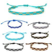 Bracelet de perles de verre, Des billes de verre, avec Ciré Nylon, unisexe & réglable & motif tissé, plus de couleurs à choisir, 70mm, Longueur Environ 10.24 pouce, 5Strandstoron/lot, Vendu par lot