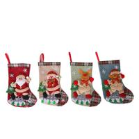 Christmas Holidays Stockings Gift Socks, Linen, with Napped Fabric, different styles for choice, 200x300mm, Sold By PC
