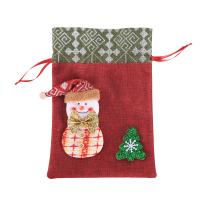 Linen Christmas Gift Bag with Knitted Fabric & Sponge Sold By Lot