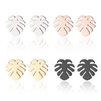 Stainless Steel Stud Earrings Leaf plated Stainless Steel Ear Nut & fashion jewelry & for woman 12/Pair Sold By Pair