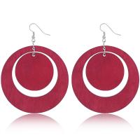 Wood Drop Earring with Zinc Alloy plated fashion jewelry & for woman Sold By Lot