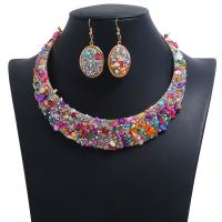 Tibetan Style Jewelry Sets, earring & necklace, plated, 2 pieces & for woman & with rhinestone, more colors for choice, nickel, lead & cadmium free, 2Sets/Lot, Sold By Lot
