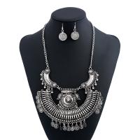 Tibetan Style Jewelry Sets, earring & necklace, plated, 2 pieces & fashion jewelry & for woman, silver color, nickel, lead & cadmium free, Sold By Set