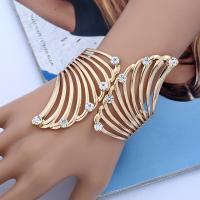 Tibetan Style Cuff Bangle, plated, for woman & with rhinestone, more colors for choice, nickel, lead & cadmium free, Sold By PC