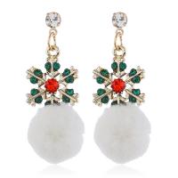 Tibetan Style Drop Earring, with Plush, plated, Christmas jewelry & different styles for choice & for woman & with rhinestone, nickel, lead & cadmium free, 2Pairs/Lot, Sold By Lot