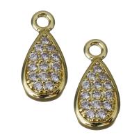 Cubic Zirconia Micro Pave Brass Pendant, Teardrop, gold color plated, micro pave cubic zirconia, nickel, lead & cadmium free, 6x12.50x2.50mm, Hole:Approx 1.5mm, 20PCs/Lot, Sold By Lot