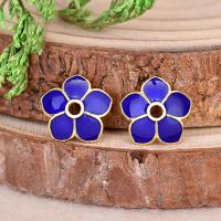 Brass Bead Cap, Flower, gold color plated, bluing, blue, nickel, lead & cadmium free, 10mm, Hole:Approx 1.8mm, 10PCs/Bag, Sold By Bag